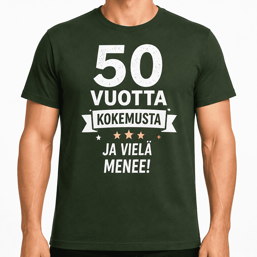 T-paita 50-vuotiaalle – 50 vuotta kokemusta ja vielä menee!