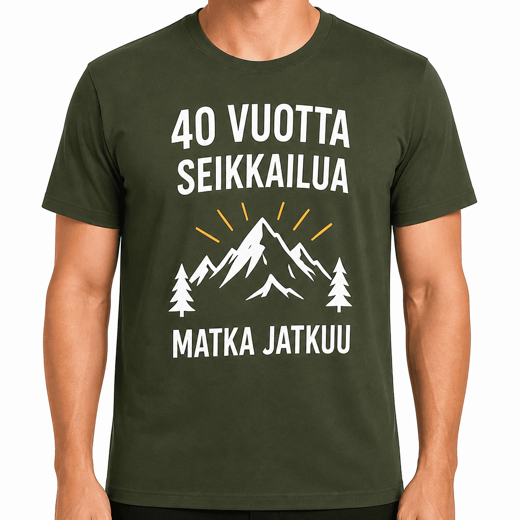 T-paita 40-vuotiaalle – 40 vuotta seikkailua matka jatkuu