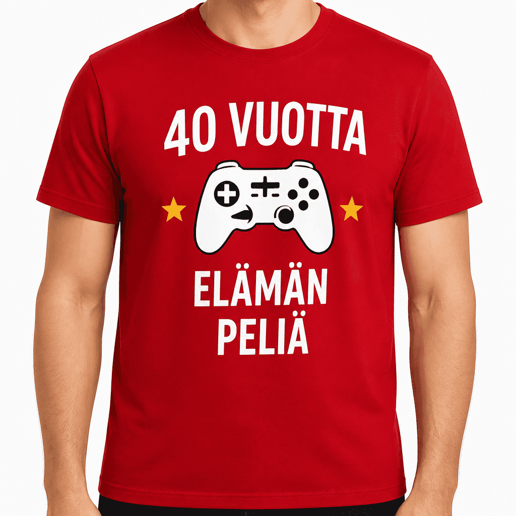T-paita 40-vuotiaalle – 40 vuotta elämän peliä