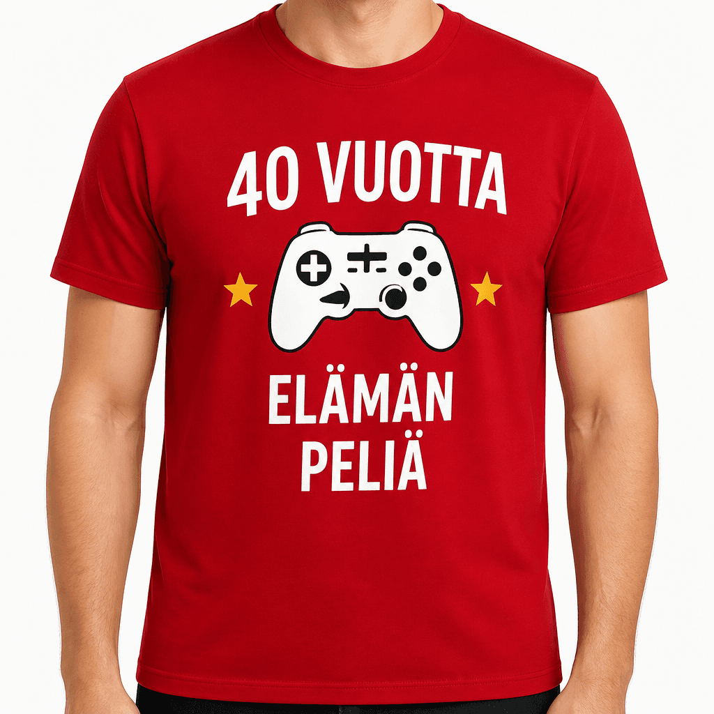 T-paita 40-vuotiaalle – 40 vuotta elämän peliä
