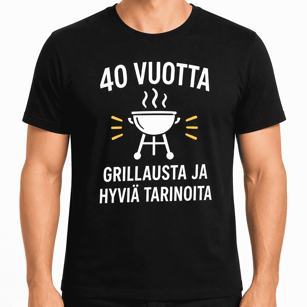 T-paita 40-vuotiaalle – 40 vuotta grillausta ja hyviä tarinoita
