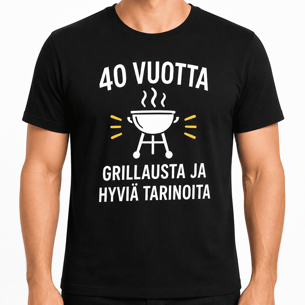 T-paita 40-vuotiaalle – 40 vuotta grillausta ja hyviä tarinoita
