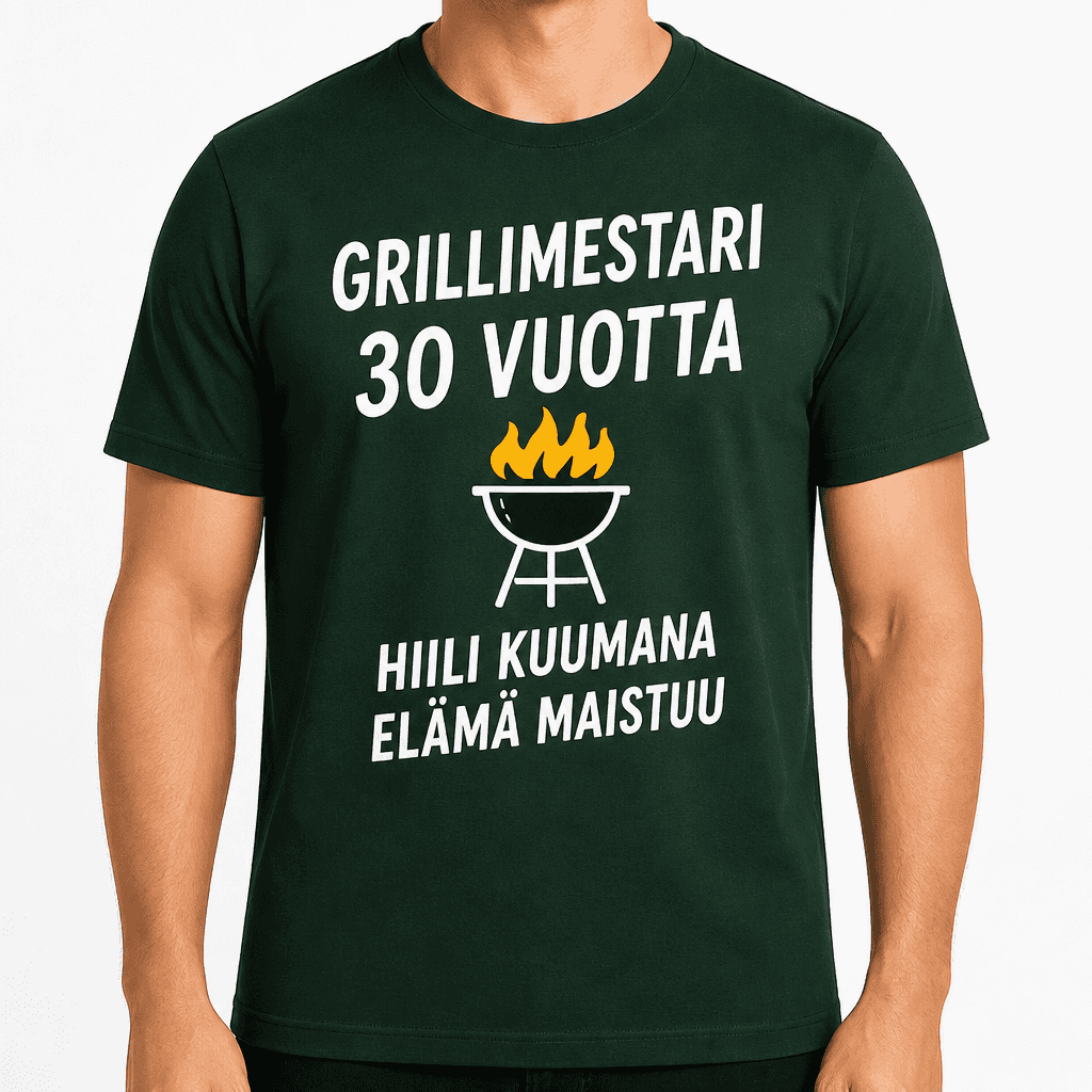 T-paita 30-vuotiaalle – Grillimestari 30 vuotta hiili kuumana elämä maistuu