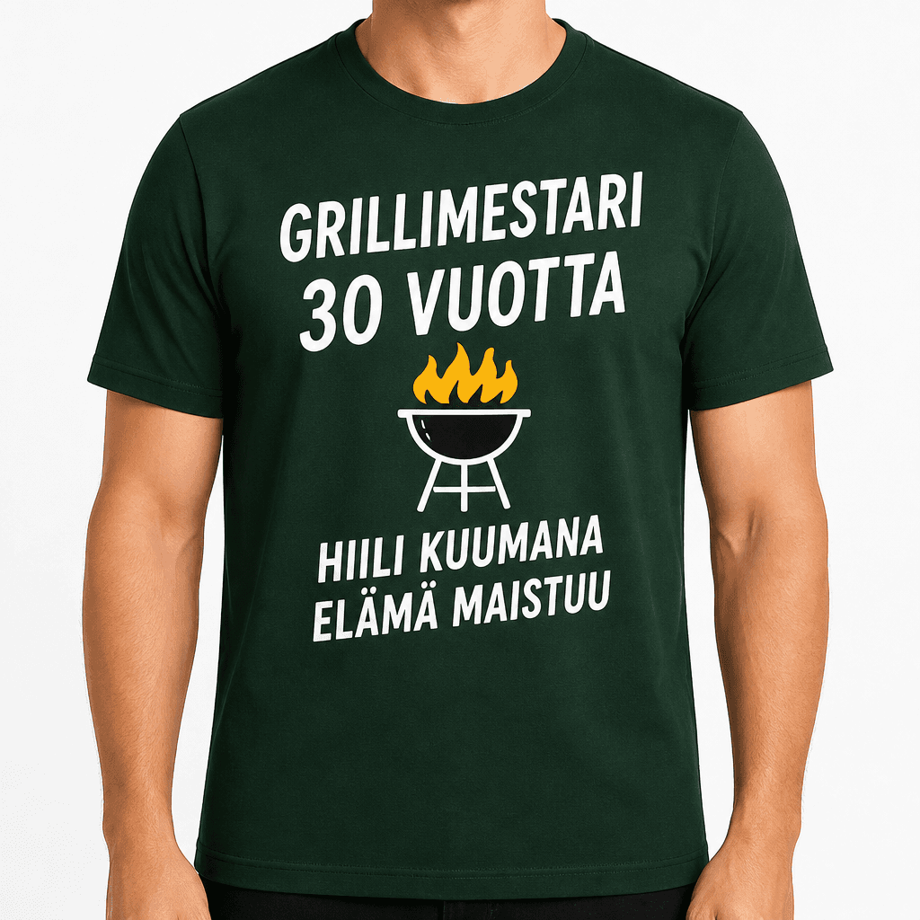 T-paita 30-vuotiaalle – Grillimestari 30 vuotta hiili kuumana elämä maistuu