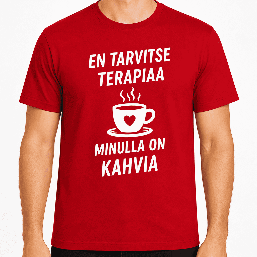 T-paita 30-vuotiaalle – En tarvitse terapiaa minulla on kahvia