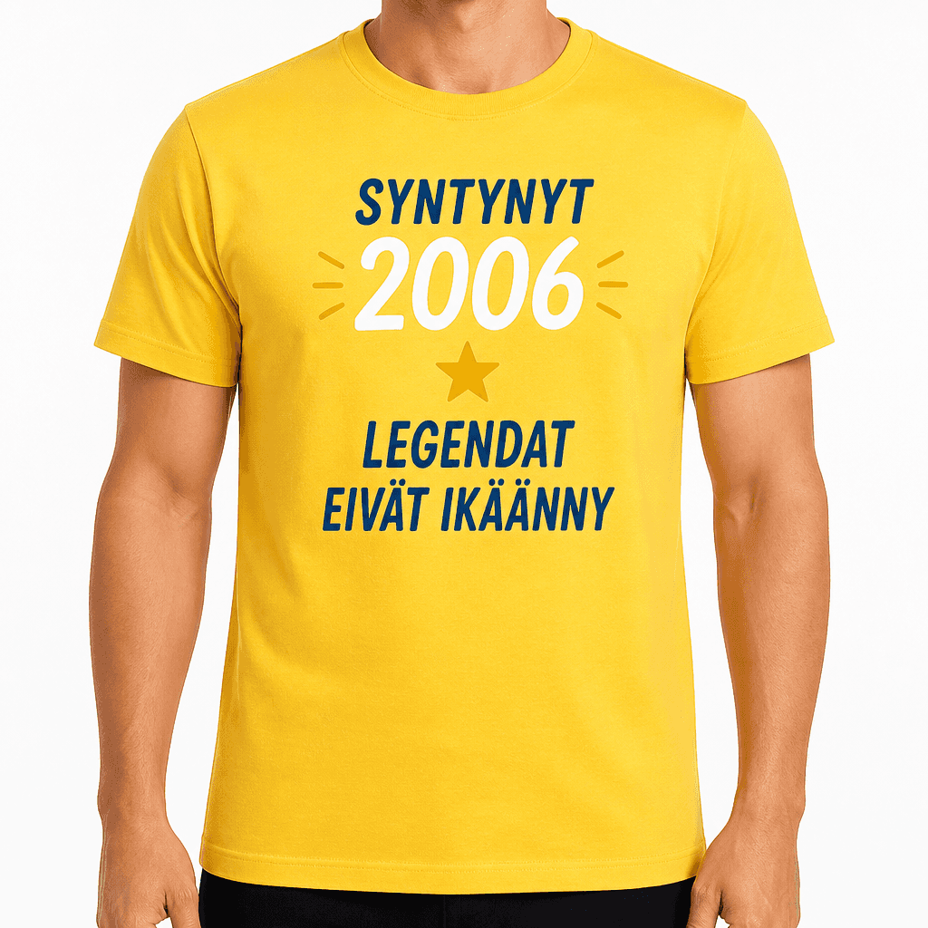 T-paita 20-vuotiaalle – Syntynyt 2006 legendat eivät ikäänny