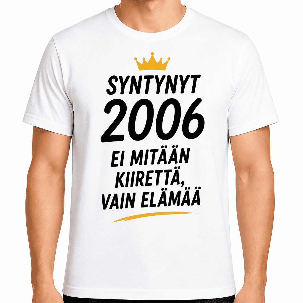 T-paita 20-vuotiaalle – Syntynyt 2006 ei mitään kiirettä, vain elämää