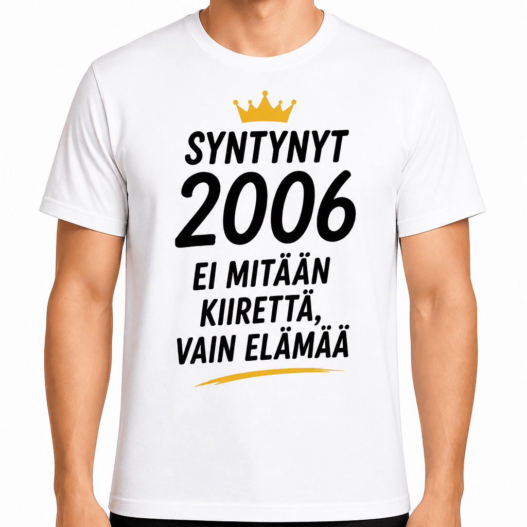 T-paita 20-vuotiaalle – Syntynyt 2006 ei mitään kiirettä, vain elämää