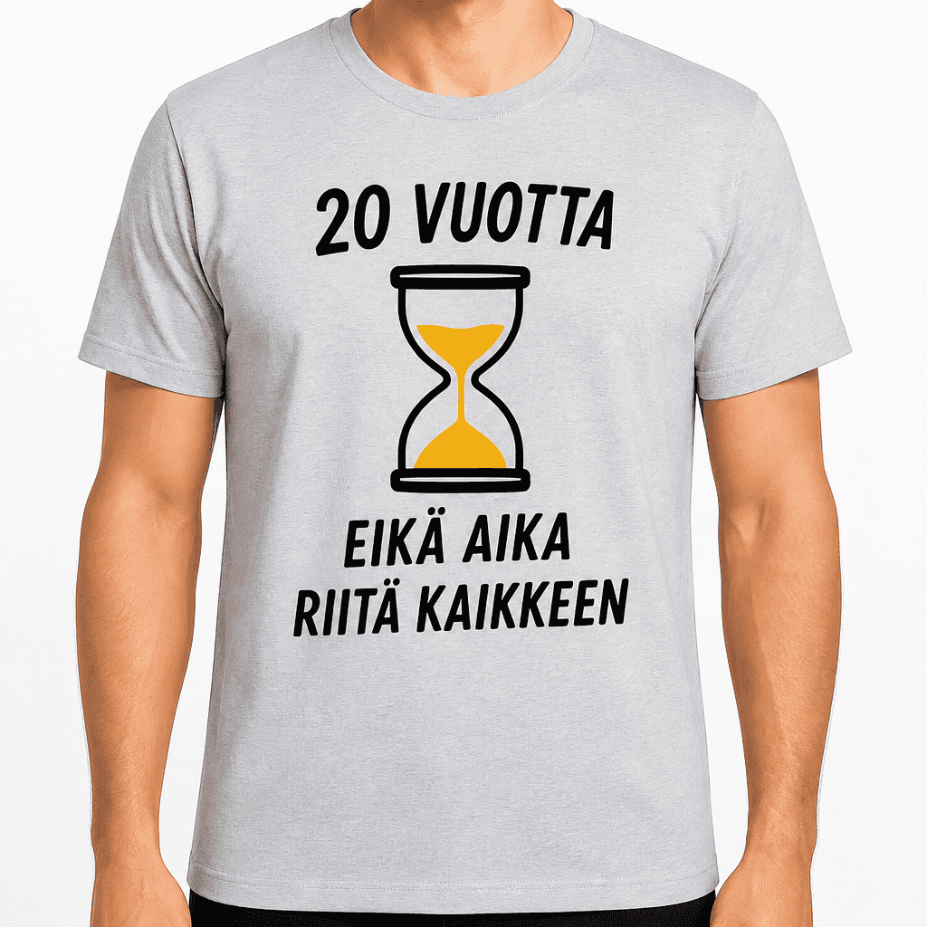 T-paita 20-vuotiaalle – 20 vuotta eikä aika riitä kaikkeen