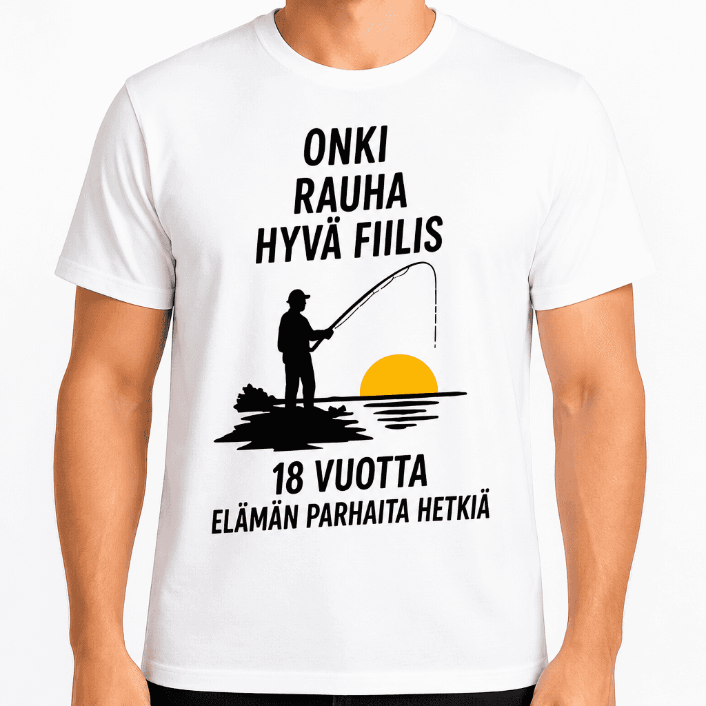 T-paita 18-vuotiaalle – Onki rauha hyvä fiilis 18 vuotta elämän parhaita hetkiä