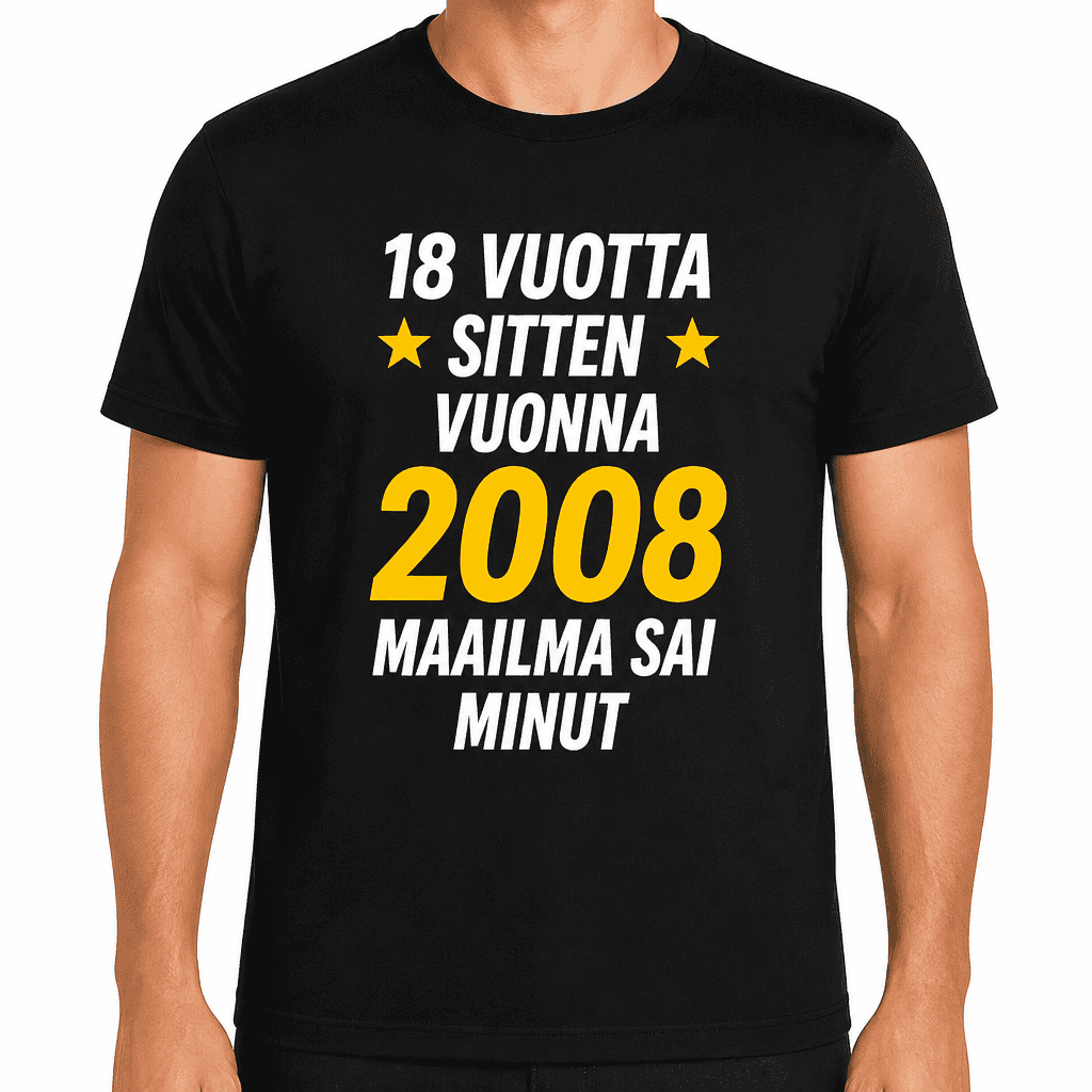 T-paita 18-vuotiaalle – 18 vuotta sitten vuonna 2008 maailma sai minut