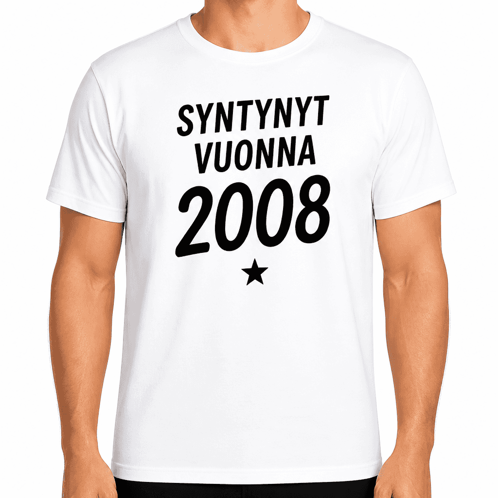 T-paita 18-vuotiaalle – Syntynyt vuonna 2008