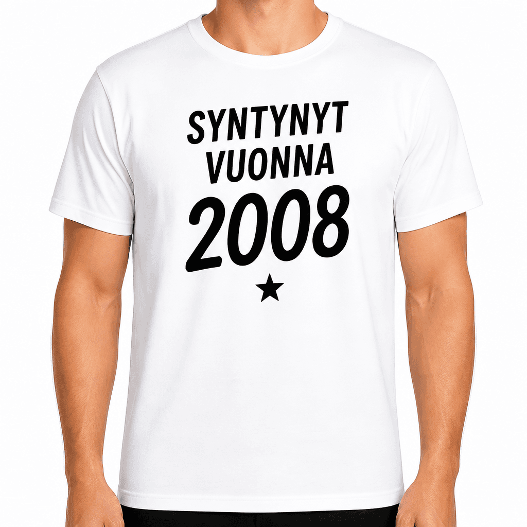 T-paita 18-vuotiaalle – Syntynyt vuonna 2008
