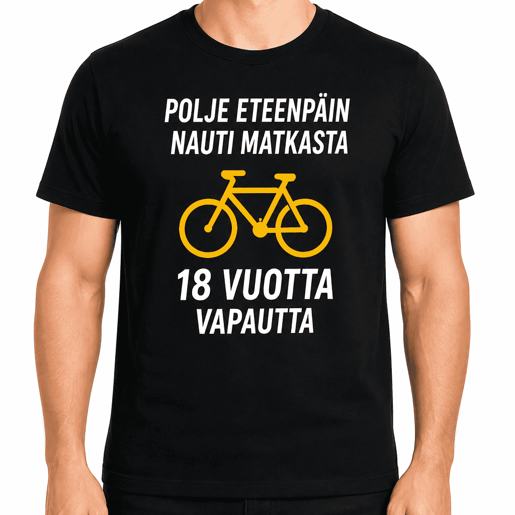 T-paita 18-vuotiaalle – Polje eteenpäin nauti matkasta 18 vuotta vapautta
