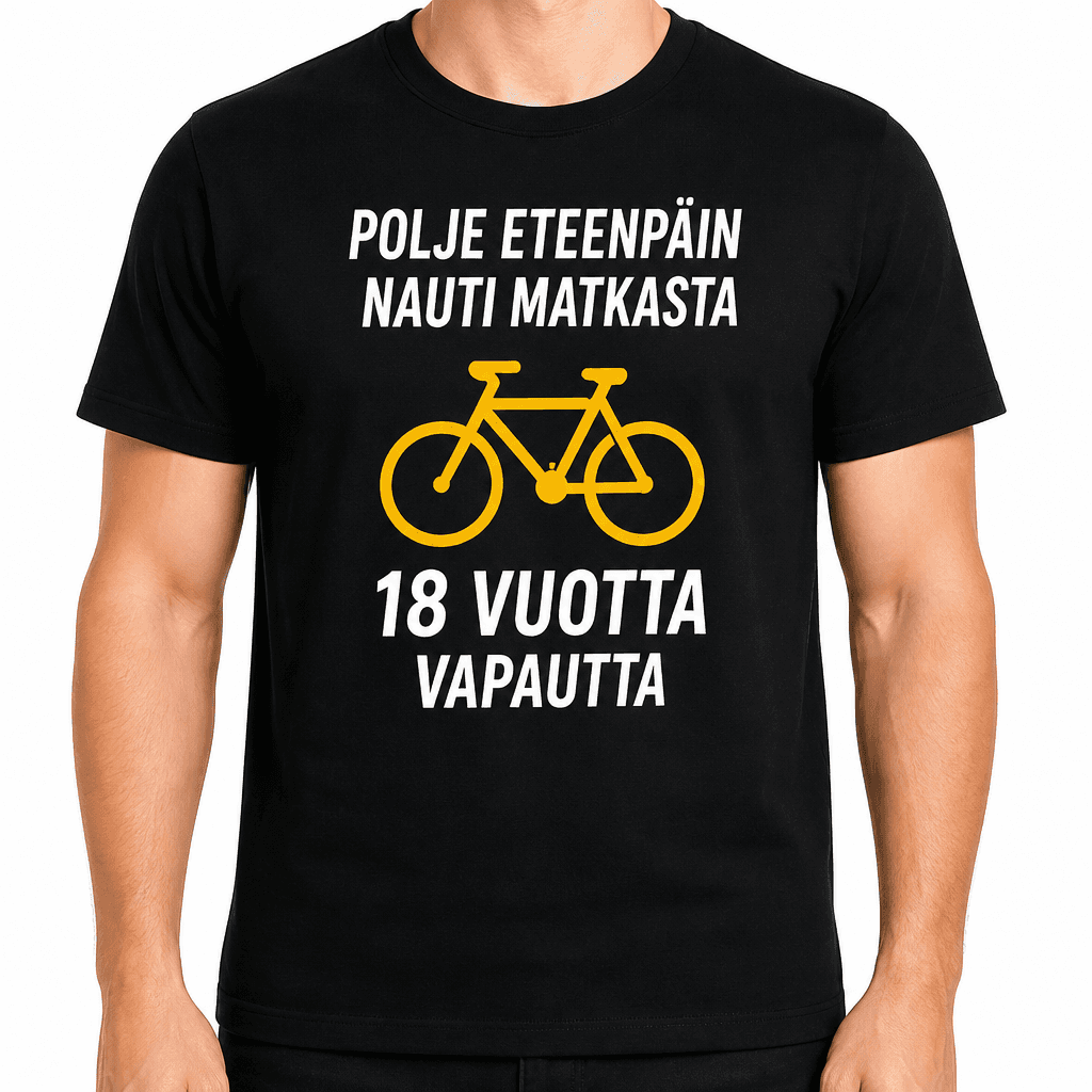 T-paita 18-vuotiaalle – Polje eteenpäin nauti matkasta 18 vuotta vapautta