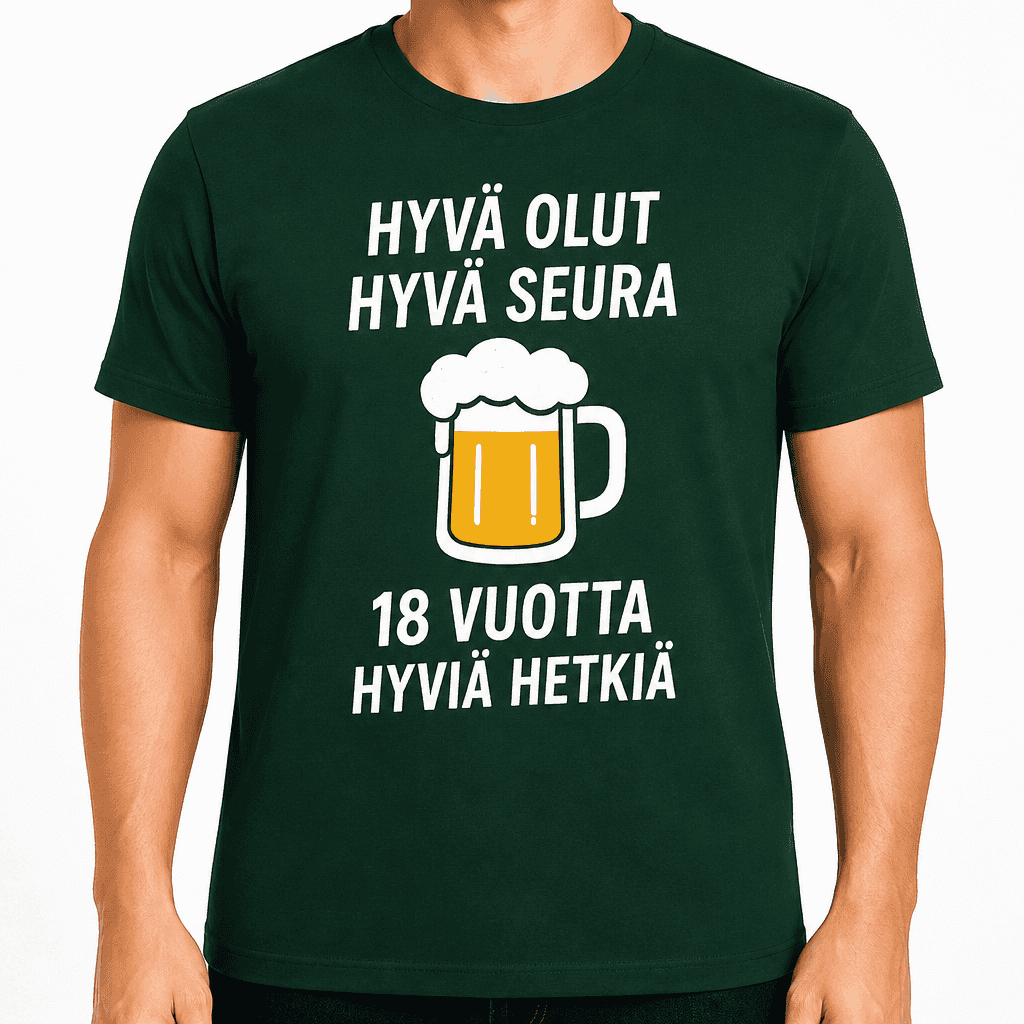 T-paita 18-vuotiaalle – Hyvä olut hyvä seura 18 vuotta hyviä hetkiä