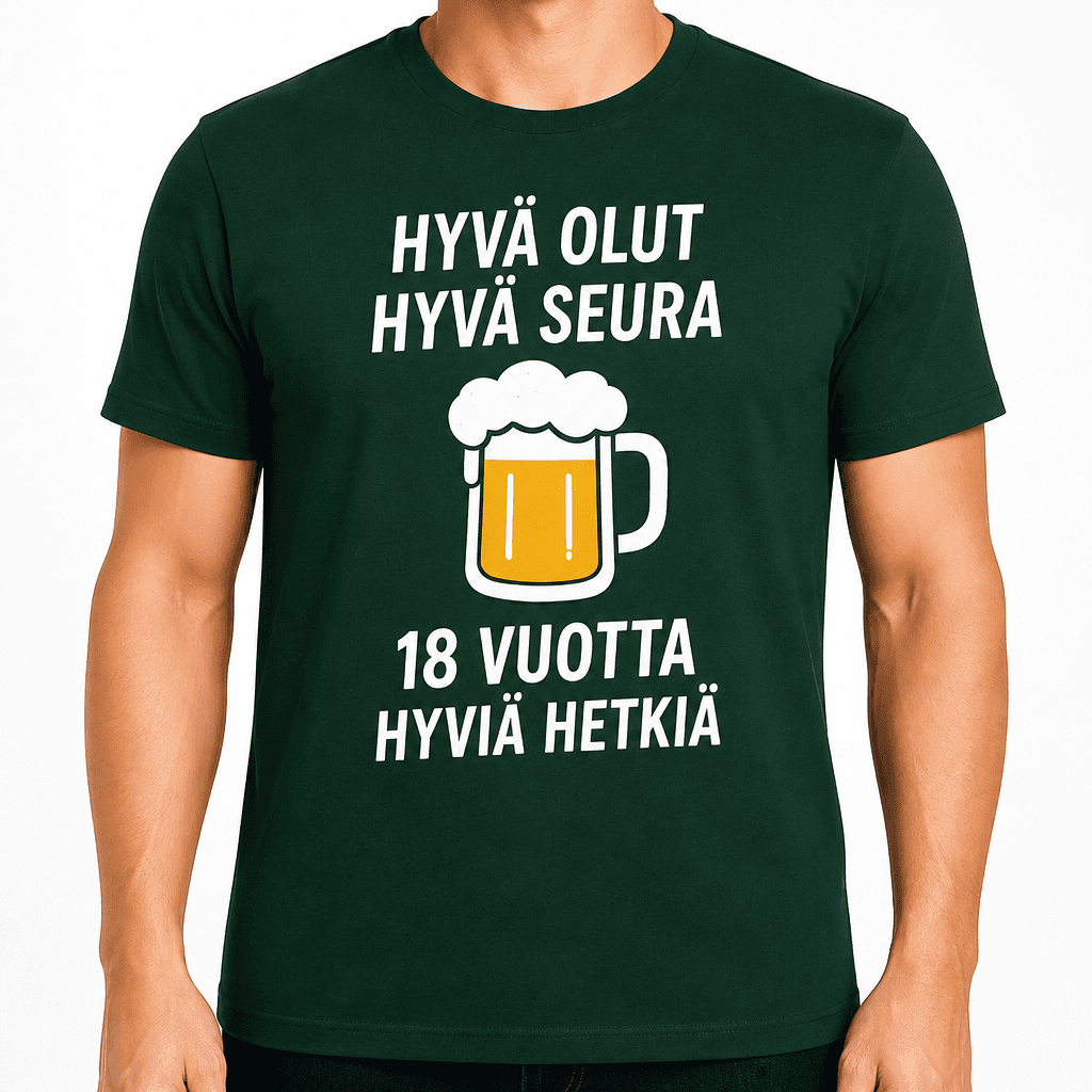 T-paita 18-vuotiaalle – Hyvä olut hyvä seura 18 vuotta hyviä hetkiä