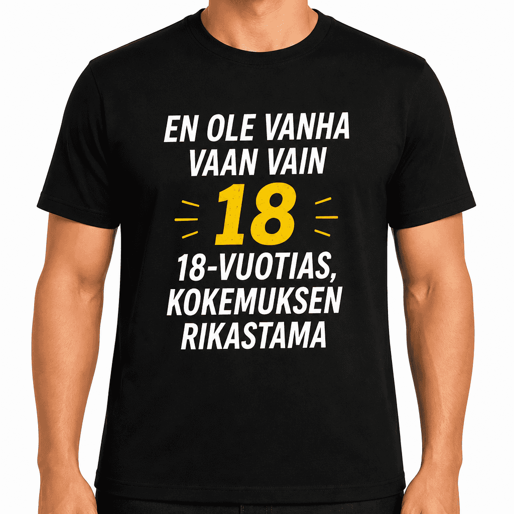 T-paita 18-vuotiaalle – En ole vanha vaan vain 18-vuotias, kokemuksen rikastama