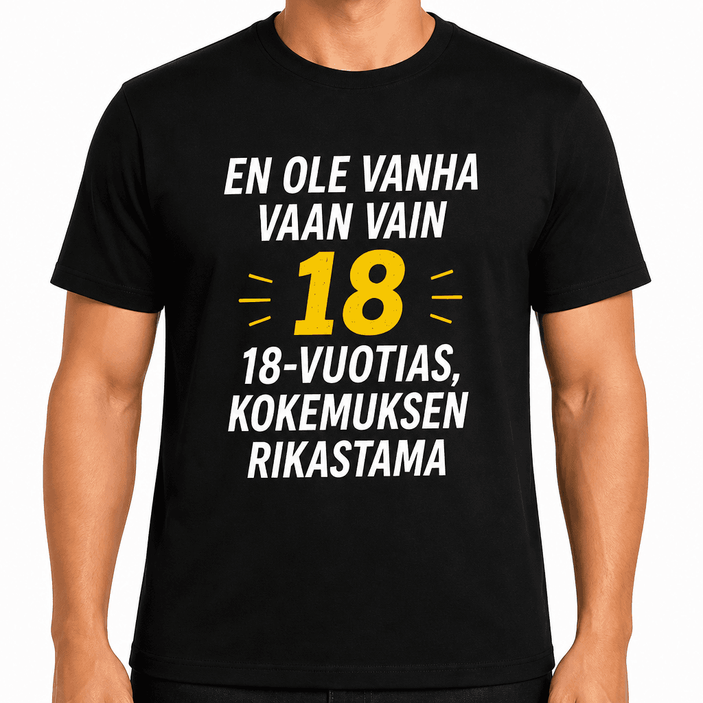 T-paita 18-vuotiaalle – En ole vanha vaan vain 18-vuotias, kokemuksen rikastama