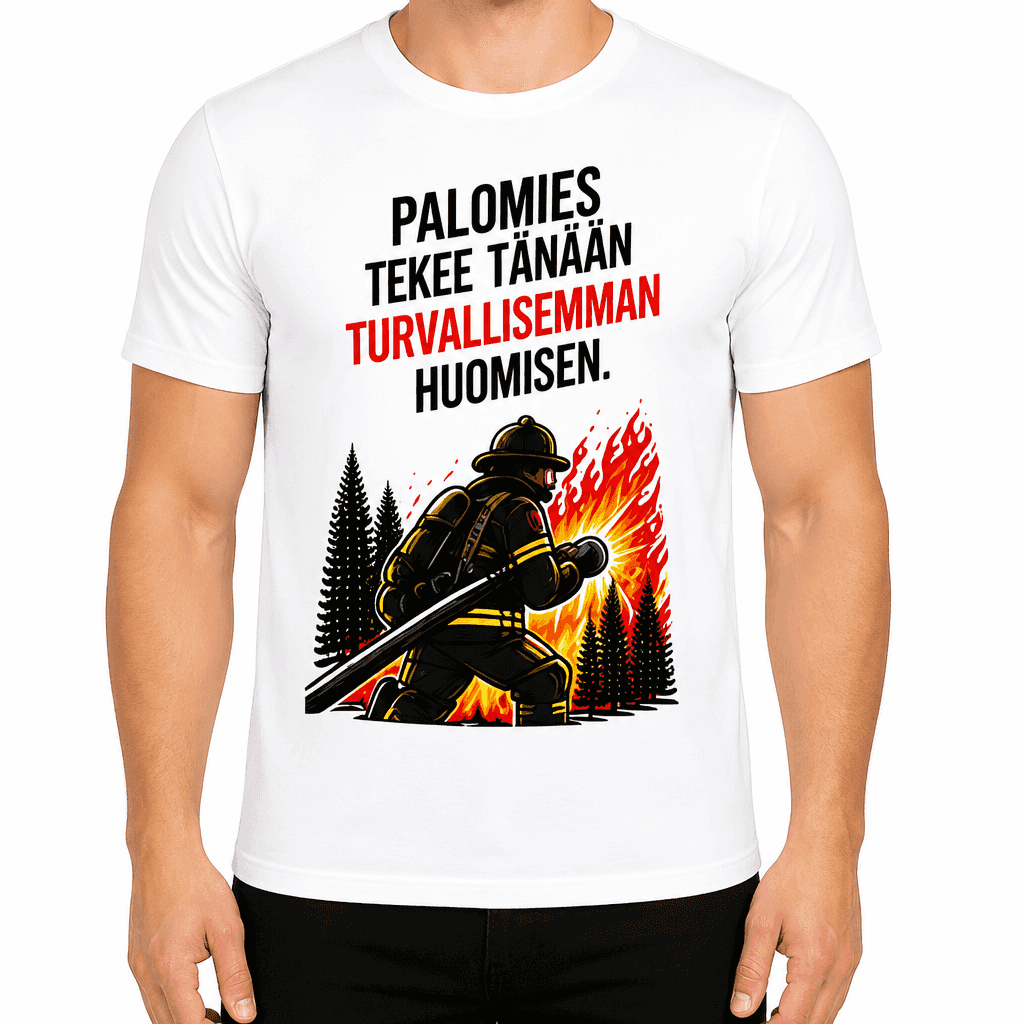 Palomies T-paita â Palomies tekee tĂ€nÀÀn turvallisemman huomisen.