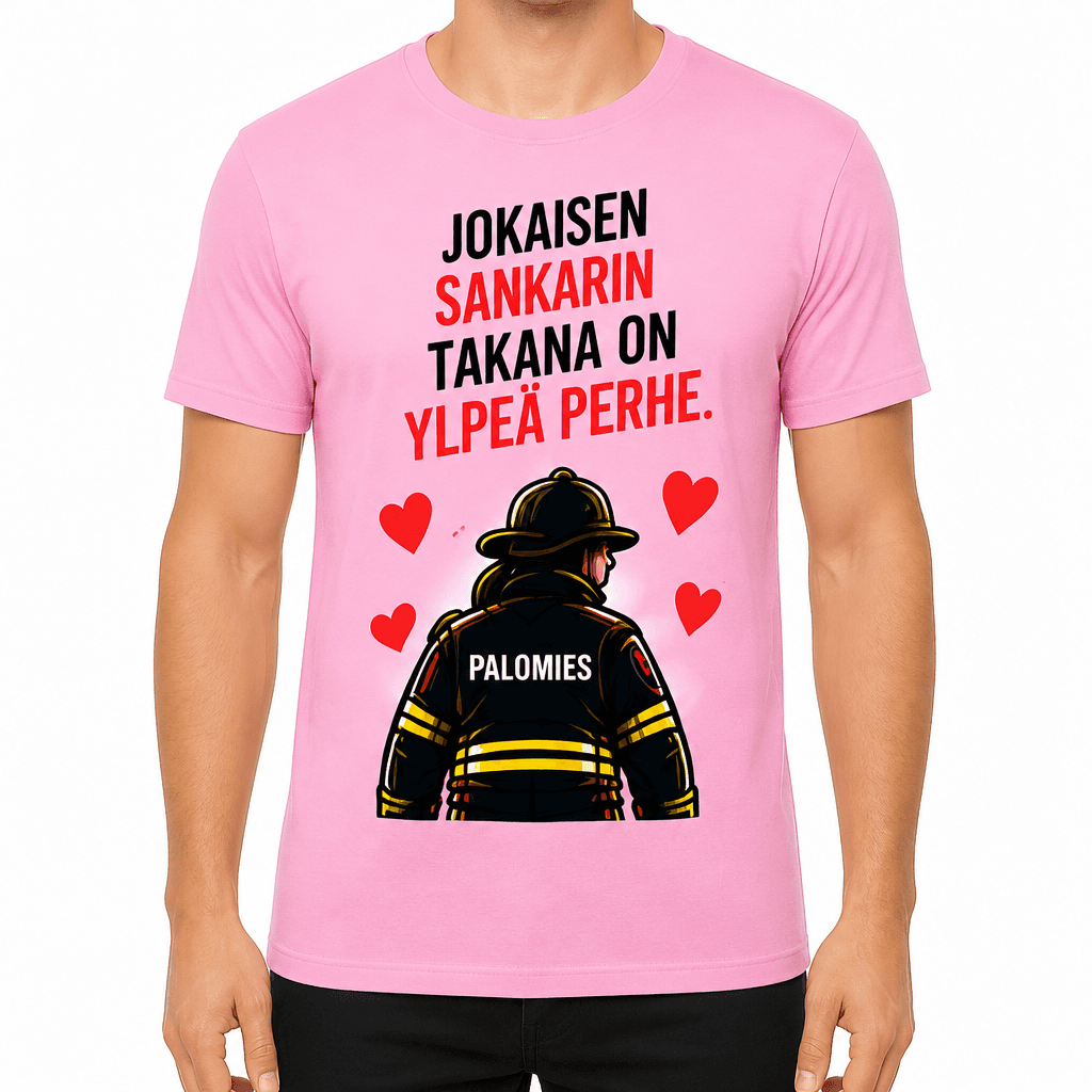 Palomies T-paita – Jokaisen sankarin takana on ylpeä perhe.