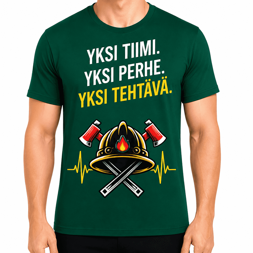 Palomies T-paita â Yksi tiimi. Yksi perhe. Yksi tehtĂ€vĂ€.