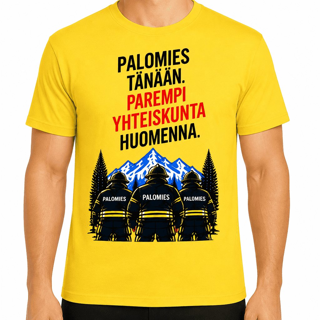 Palomies T-paita â Palomies tĂ€nÀÀn. Parempi yhteiskunta huomenna.
