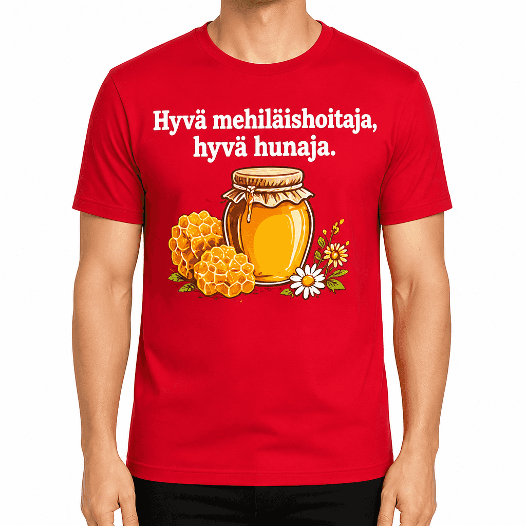 MehilĂ€ishoitaja T-paita â HyvĂ€ mehilĂ€ishoitaja, hyvĂ€ hunaja.