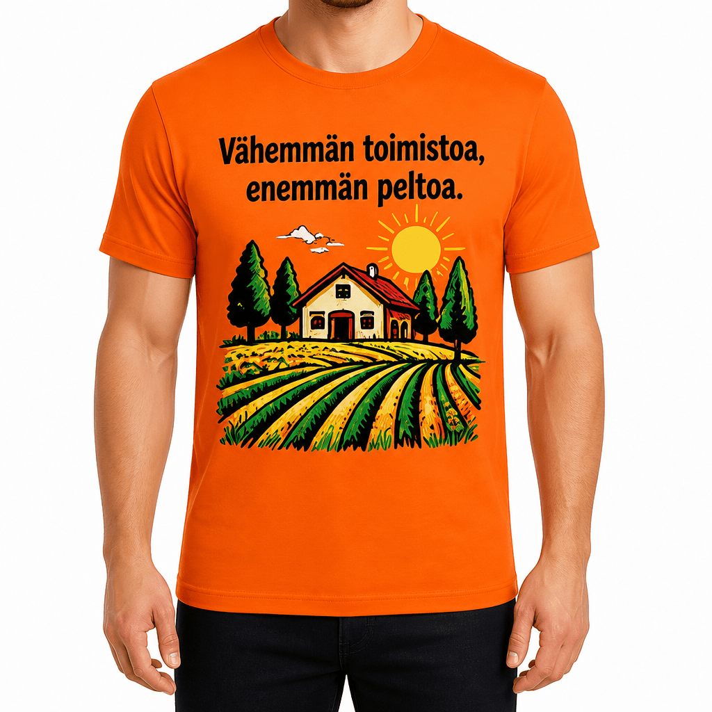 Maatilan T-paita – Vähemmän toimistoa, enemmän peltoa.