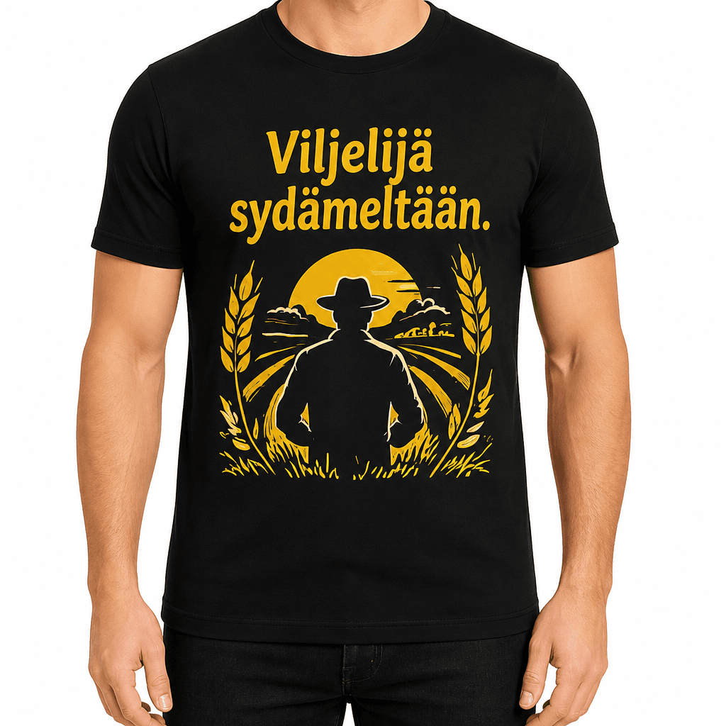 Maatilan T-paita – Viljelijä sydämeltään.