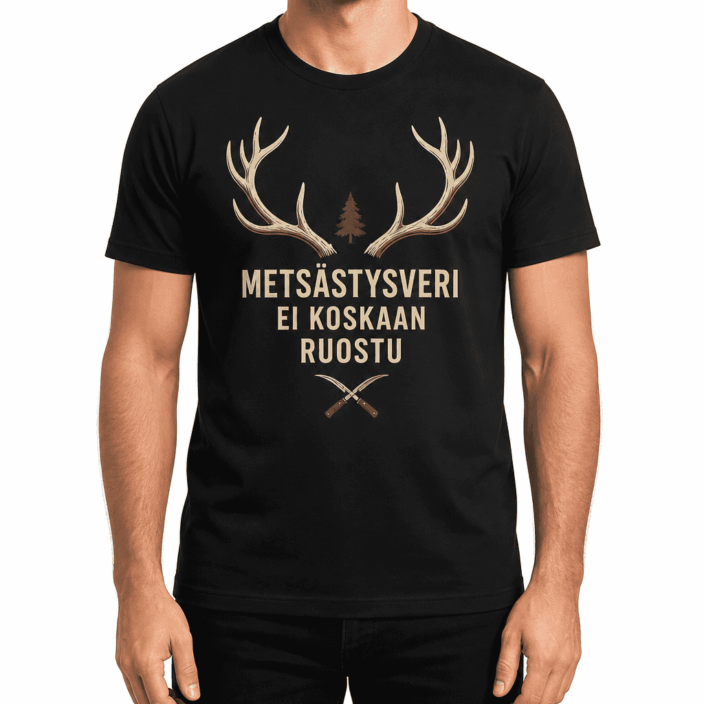 Metsästäjän T-paita – Metsästysveri ei koskaan ruostu
