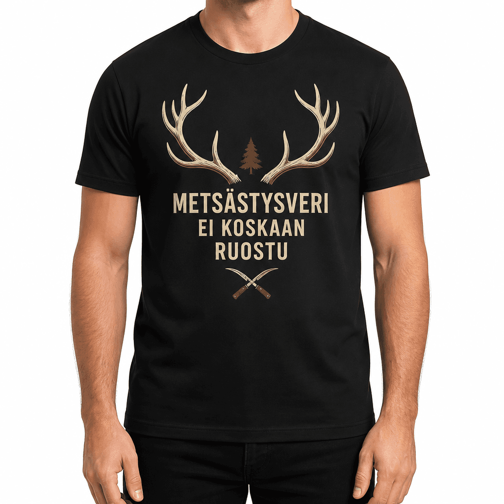 Metsästäjän T-paita – Metsästysveri ei koskaan ruostu