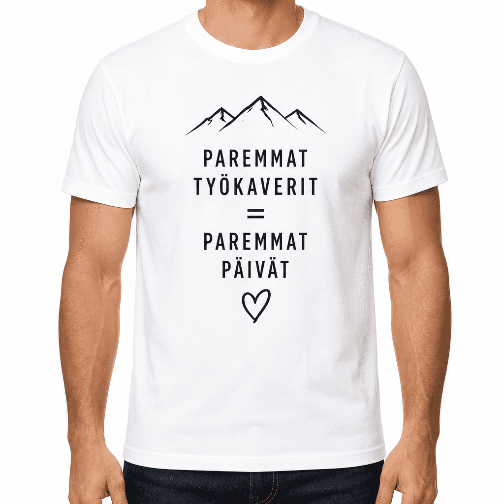 Työkaveri-T-paita – PAREMMAT TYÖKAVERIT = PAREMMAT PÄIVÄT