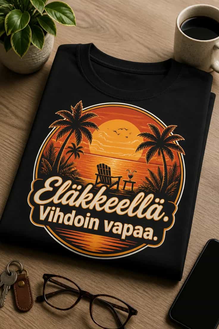 Eläkkeelle jäämisen t-paita – Eläkkeellä. Vihdoin vapaa.