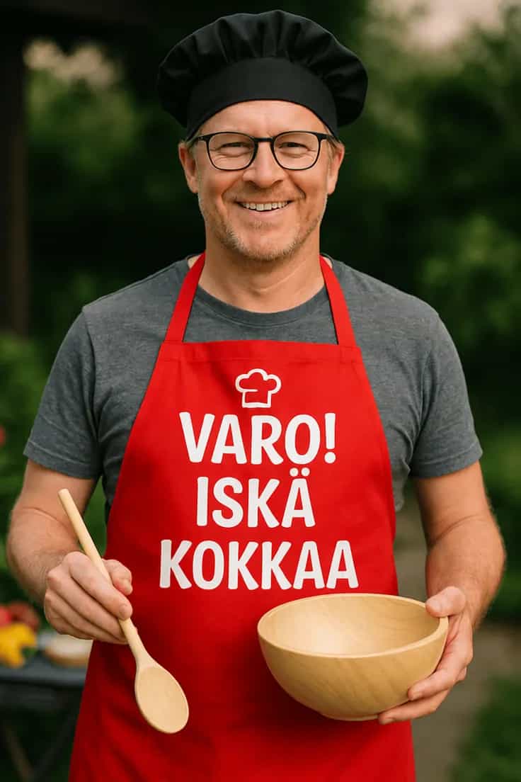 Esiliina Iskä kokkaa – VARO! ISKÄ KOKKAA.