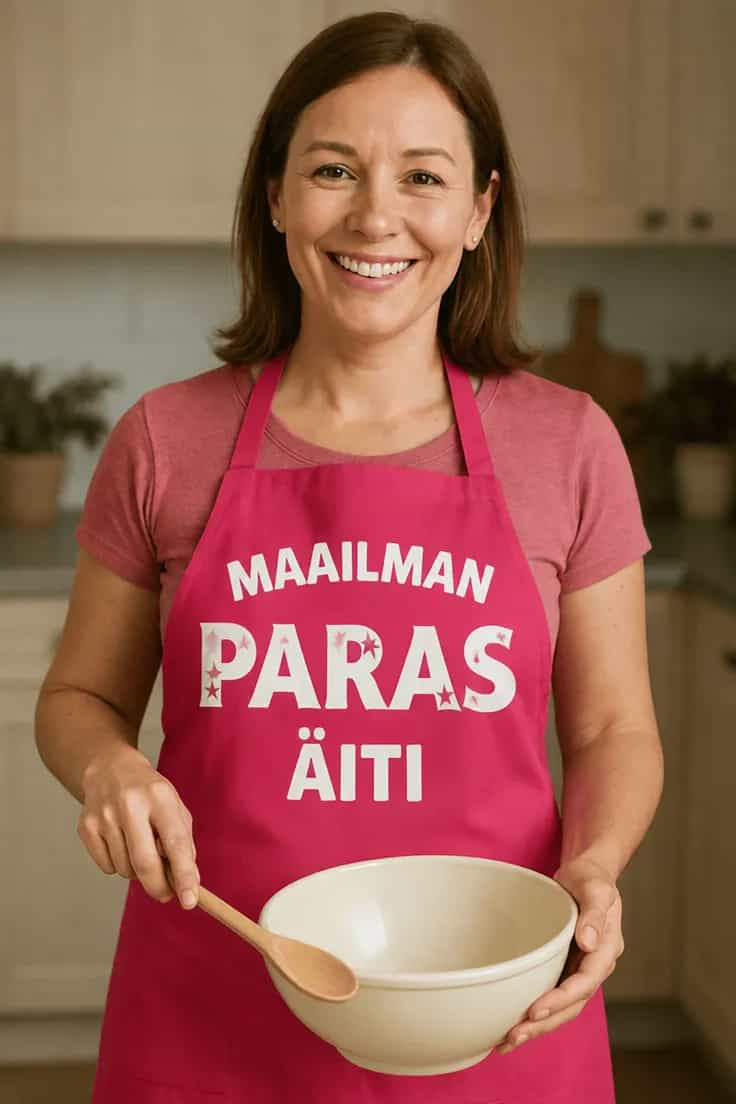 Esiliina Maailman paras äiti omalla tekstillä