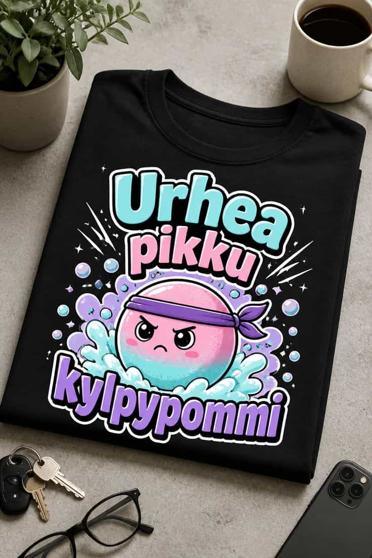 Hauska kylpypommi -t-paita – Urhea pikku kylpypommi