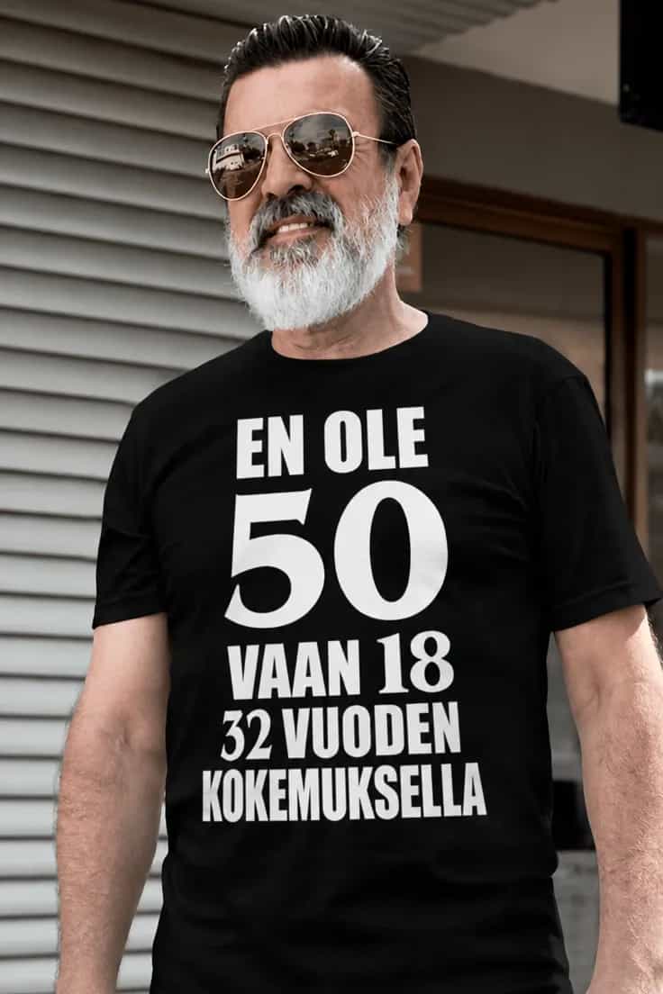 Hauska t-paita 18 ja 32 vuotta kokemusta