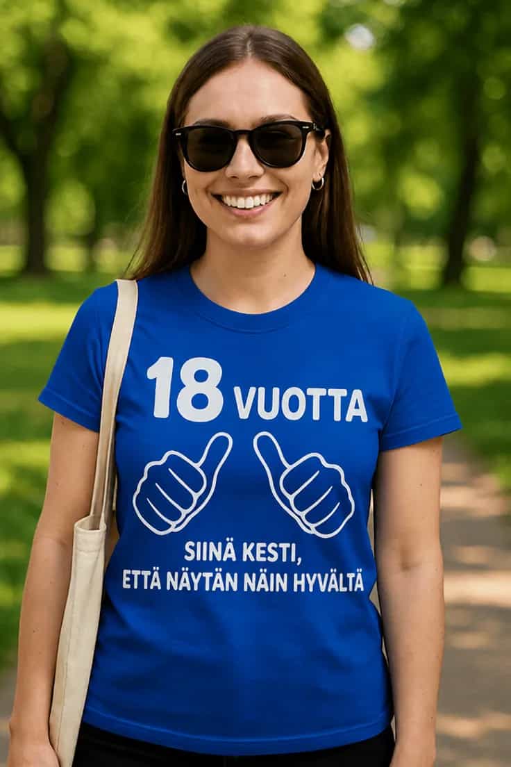 Hauska t-paita 18 vuotta näin hyvältä