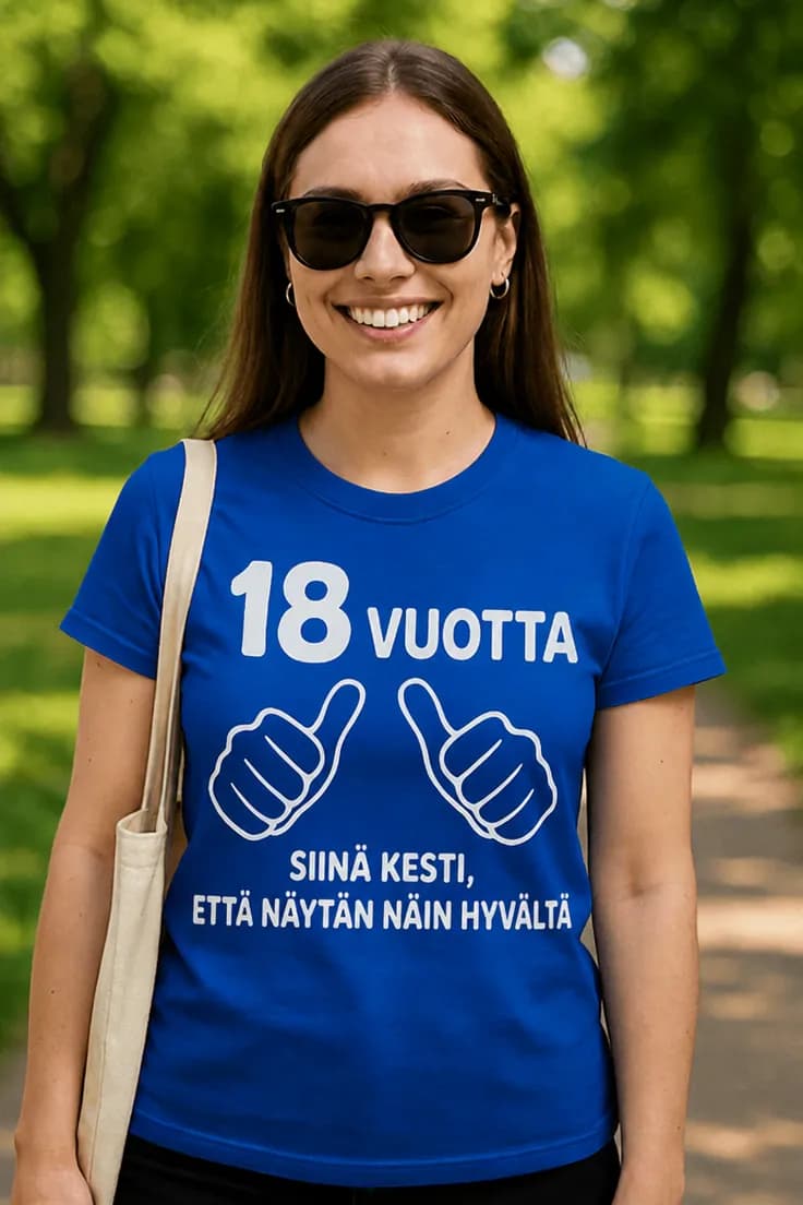 Hauska t-paita 18 vuotta näin hyvältä