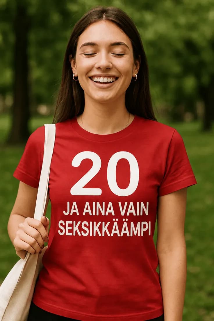 Hauska t-paita 20 ja aina seksikkäämpi