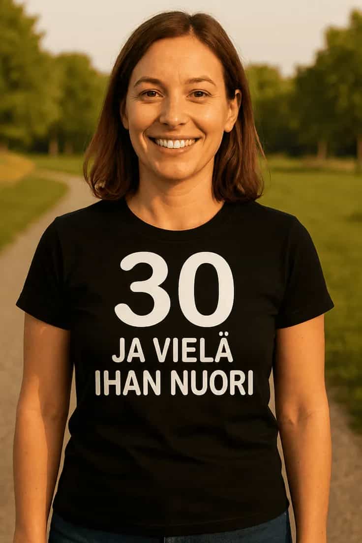 Hauska t-paita 30 ja vielä nuori | 30 JA VIELÄ IHAN NUORI.