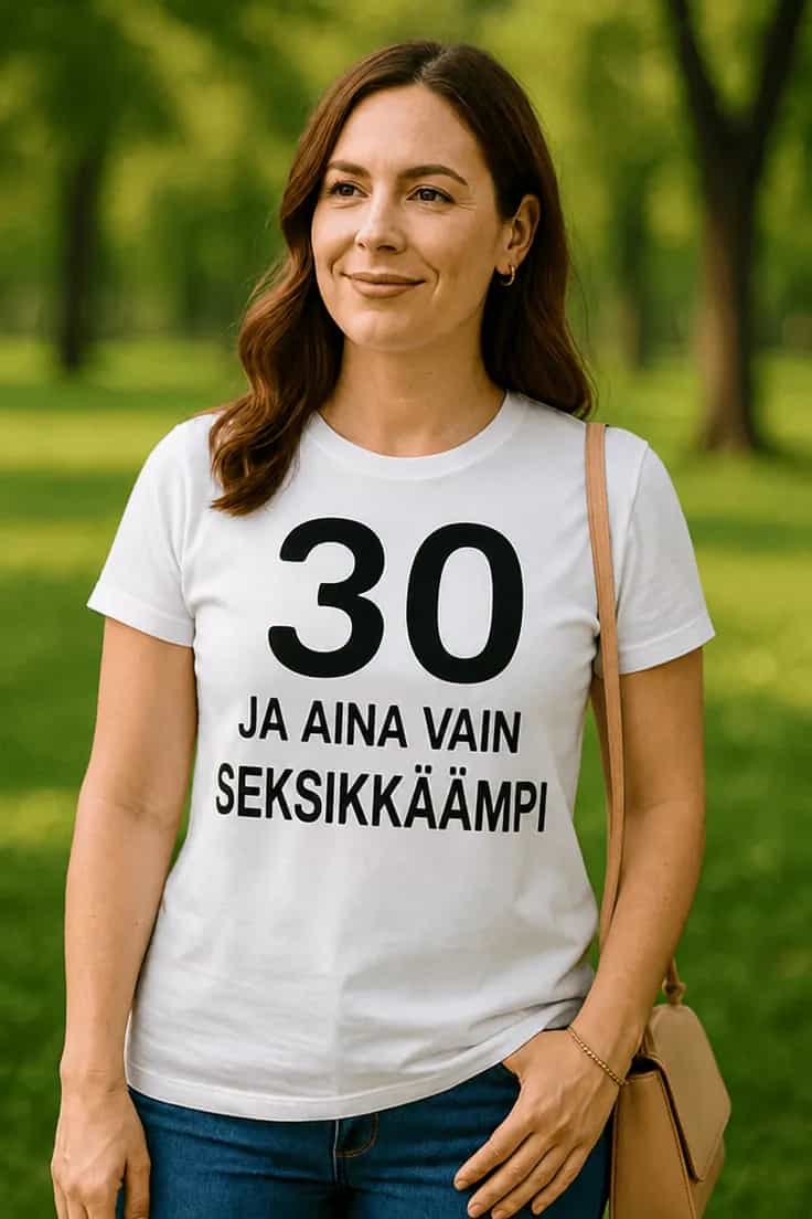 Hauska t-paita 30 ja yhä seksikkäämpi