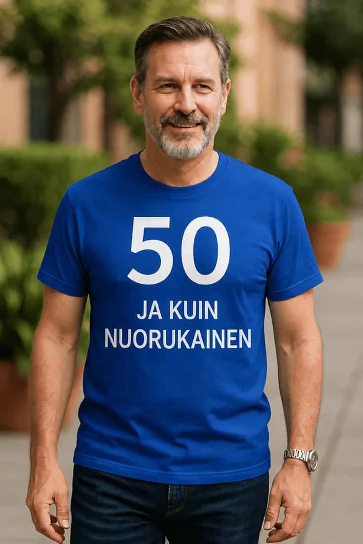 Hauska t-paita 50 ja kuin nuorukainen