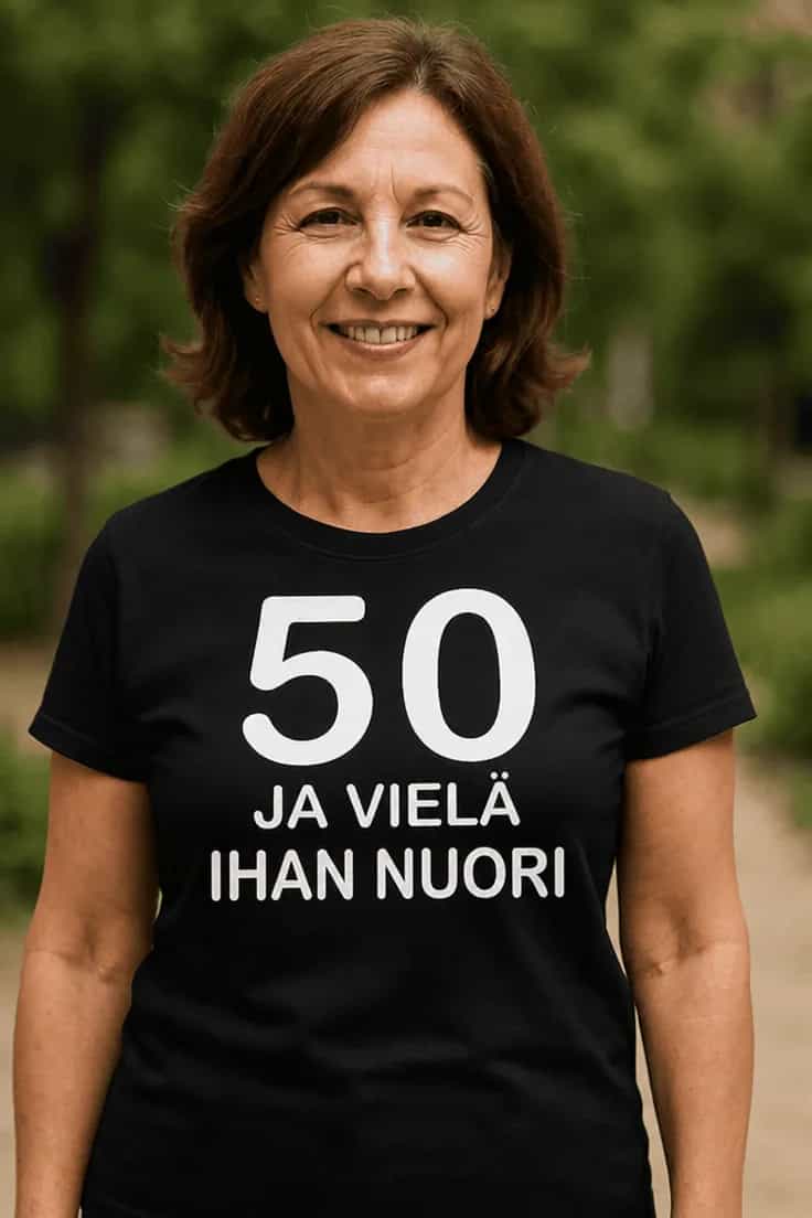 Hauska t-paita 50 ja vielä nuori | 50 JA VIELÄ IHAN NUORI