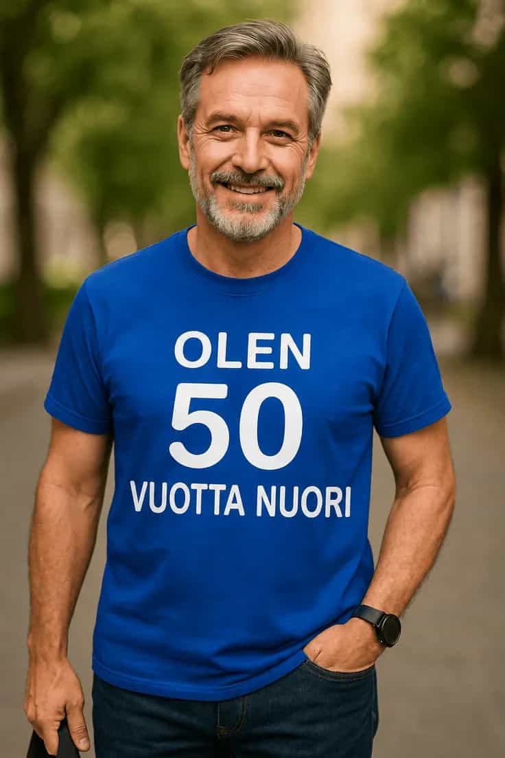 Hauska t-paita 50 vuotta nuori