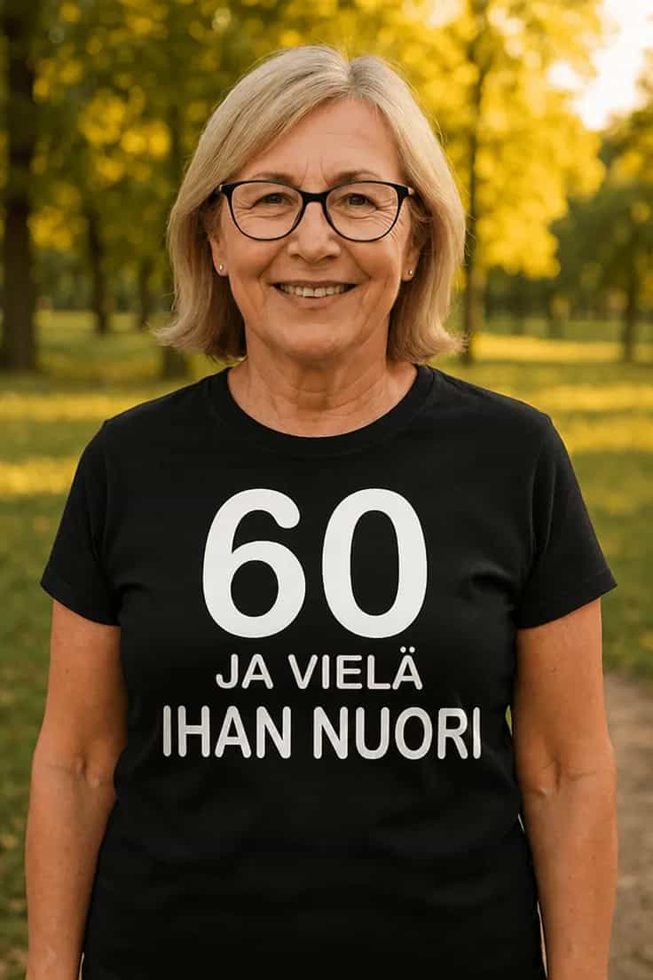Hauska t-paita 60 ja yhĂ€ nuori â 60 JA VIELĂ IHAN NUORI