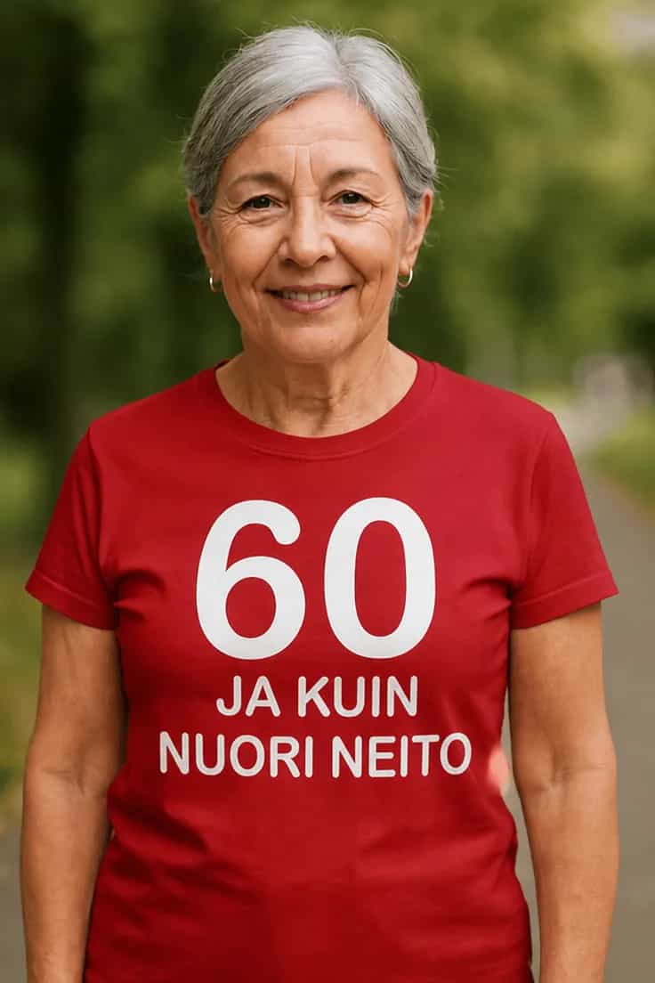 Hauska t-paita 60 kuin nuori neito | 60 JA KUIN