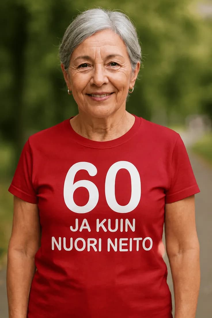 Hauska t-paita 60 kuin nuori neito | 60 JA KUIN