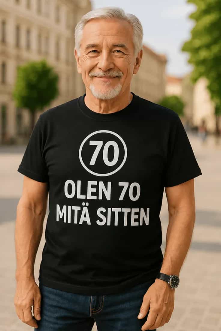 Hauska t-paita 70 vuotta mitä sitten
